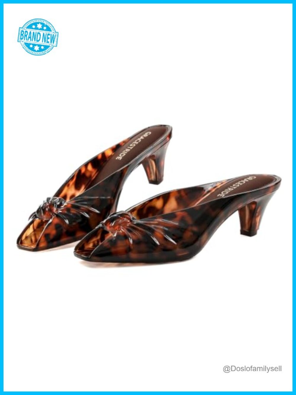 Jelly Mule Sandals Kitten Heel Open Toe Knot Slip On